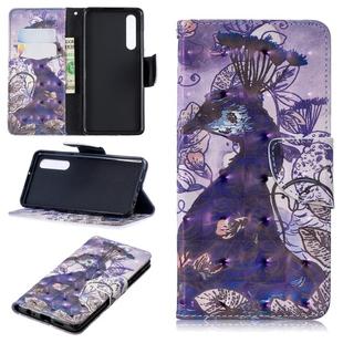 3D Colored Drawing Pattern Horizontal Flip Leather Case for  Huawei P30, with Holder & Card Slots & Wallet(Peacock)