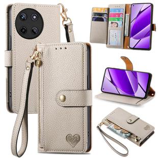 For Realme 11 4G Global Love Zipper Lanyard Leather Phone Case(White)