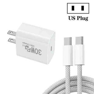 Single Port PD30W USB-C / Type-C Charger with Type-C to Type-C Data Cable US Plug