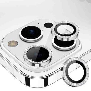 For iPhone 15 Pro / 15 Pro Max ENKAY AR Anti-reflection Individual Diamond Ring Camera Lens Glass Full Film(Silver)