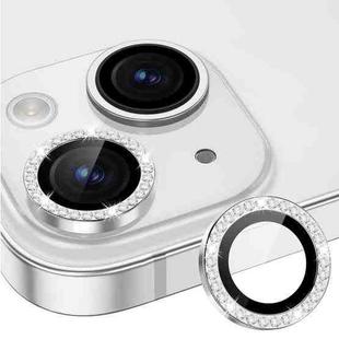 For iPhone 15 / 15 Plus ENKAY AR Anti-reflection Individual Diamond Ring Camera Lens Glass Full Film(Silver)
