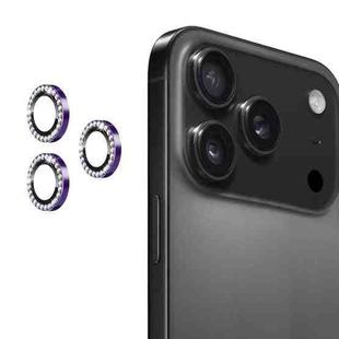 For iPhone 17 Pro / 17 Pro Max ENKAY AR Anti-reflection Individual Diamond Ring Camera Lens Glass Full Film(Deep Purple)