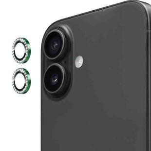 For iPhone 17 ENKAY AR Anti-reflection Individual Diamond Ring Camera Lens Glass Full Film(Deep Green)
