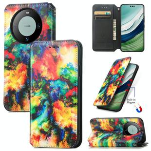 For Huawei Mate 60 Pro CaseNeo Colorful Magnetic Leather Phone Case(Colorful Cloud)