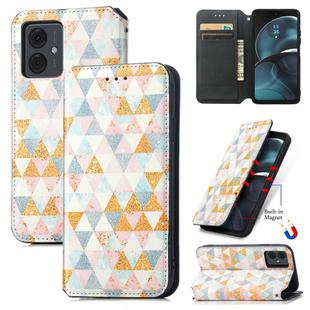 For Motorola Moto G14 CaseNeo Colorful Magnetic Leather Phone Case(Rhombus)