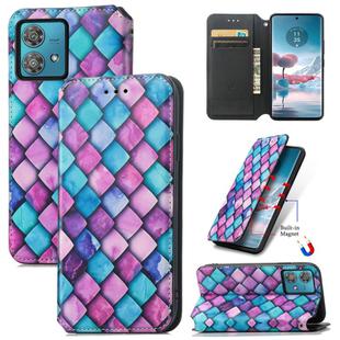 For Motorola Edge 40 Neo CaseNeo Colorful Magnetic Leather Phone Case(Purple Scales)