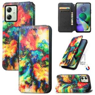 For Motorola Moto G54 5G CaseNeo Colorful Magnetic Leather Phone Case(Colorful Cloud)