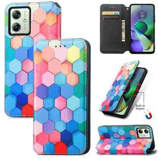 For Motorola Moto G54 5G CaseNeo Colorful Magnetic Leather Phone Case(Colorful Cube)
