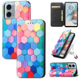 For Motorola Moto G24 Power CaseNeo Colorful Magnetic Leather Phone Case(Colorful Cube)