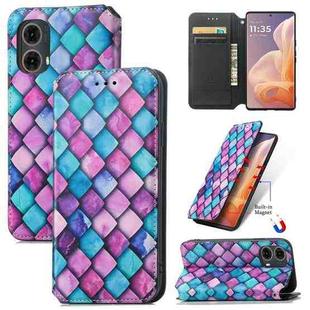 For Motorola Moto G85 CaseNeo Colorful Magnetic Leather Phone Case(Purple Scales)