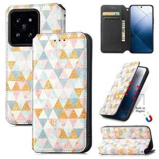 For Xiaomi 14 Pro CaseNeo Colorful Magnetic Leather Phone Case(Rhombus)