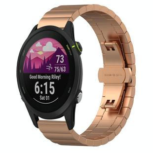 For Garmin Forerunner 255S Music / 255S One Bead Butterfly Buckle Stainless Steel Metal Watch Band(Rose Gold)