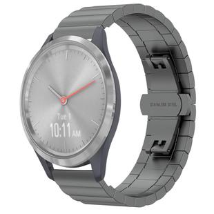 For Garmin Vivomove 3S One Bead Butterfly Buckle Stainless Steel Metal Watch Band(Gray)