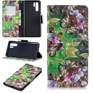 3D Colored Drawing Pattern Horizontal Flip Leather Case for  Huawei P30 Pro, with Holder & Card Slots & Wallet(Green Butterfly)