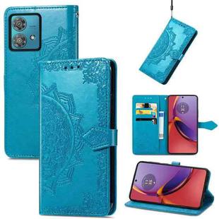 For Motorola Moto G84 Mandala Flower Embossed Leather Phone Case(Blue)