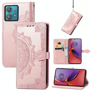 For Motorola Moto G84 Mandala Flower Embossed Leather Phone Case(Rose Gold)