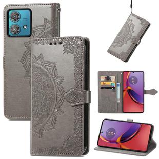 For Motorola Moto G84 Mandala Flower Embossed Leather Phone Case(Gray)