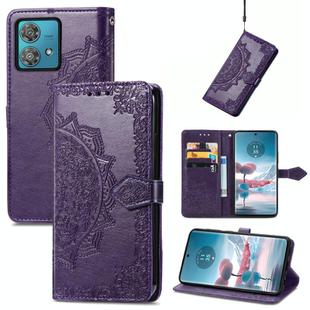 For Motorola  Edge 40 Neo Mandala Flower Embossed Leather Phone Case(Purple)