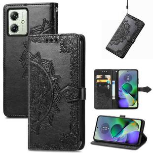 For Motorola G54 5G Mandala Flower Embossed Leather Phone Case(Black)
