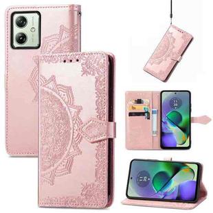 For Motorola G54 5G Mandala Flower Embossed Leather Phone Case(Rose Gold)