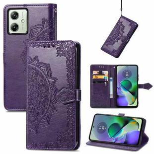 For Motorola G54 5G Mandala Flower Embossed Leather Phone Case(Purple)