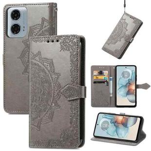For Motorola Moto G24 Power Mandala Flower Embossed Leather Phone Case(Gray)