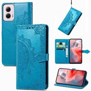 For Motorola Moto G Power 2024 Mandala Flower Embossed Leather Phone Case(Blue)