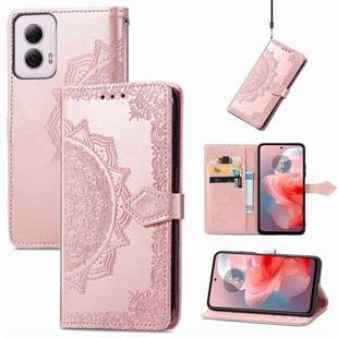 For Motorola Moto G Power 2024 Mandala Flower Embossed Leather Phone Case(Rose Gold)