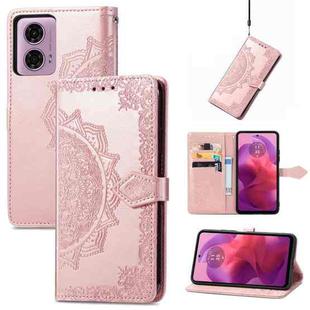 For Motorola Moto G24   Mandala Flower Embossed Leather Phone Case(Rose Gold)