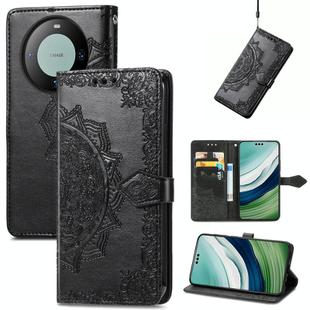 For Huawei Mate 60 Pro Mandala Flower Embossed Leather Phone Case(Black)