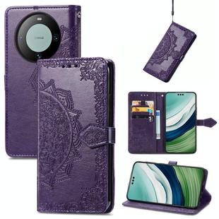 For Huawei Mate 60 Pro Mandala Flower Embossed Leather Phone Case(Purple)