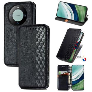 For Huawei Mate 60 Cubic Grid Pressed Magnetic Leather Phone Case(Black)