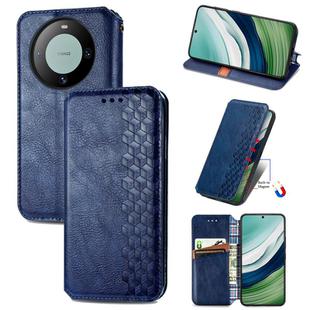 For Huawei Mate 60 Cubic Grid Pressed Magnetic Leather Phone Case(Blue)