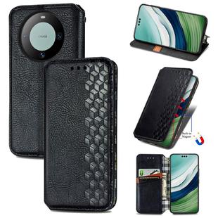 For Huawei Mate 60 Pro Cubic Grid Pressed Magnetic Leather Phone Case(Black)