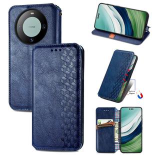 For Huawei Mate 60 Pro Cubic Grid Pressed Magnetic Leather Phone Case(Blue)