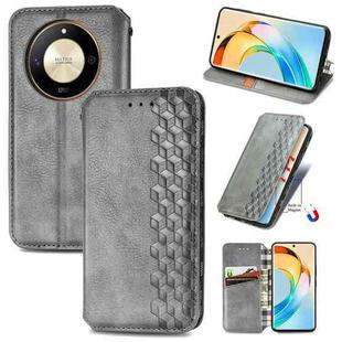 For Honor X50 Cubic Grid Pressed Magnetic Leather Phone Case(Grey)