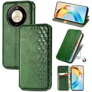 For Honor X50 Cubic Grid Pressed Magnetic Leather Phone Case(Green)