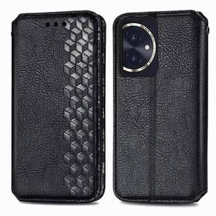 For Honor 100 5G Cubic Grid Pressed Magnetic Leather Phone Case(Black)