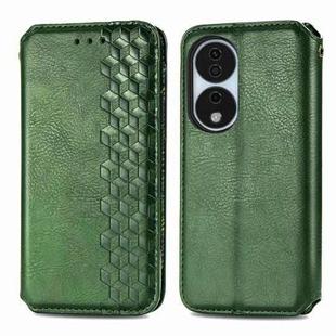 For Honor X7b 4G Cubic Grid Pressed Magnetic Leather Phone Case(Green)