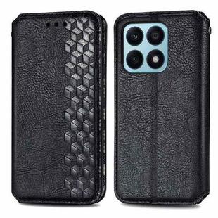 For Honor X8b 4G Cubic Grid Pressed Magnetic Leather Phone Case(Black)