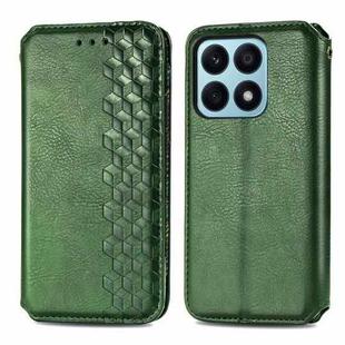 For Honor X8b 4G Cubic Grid Pressed Magnetic Leather Phone Case(Green)