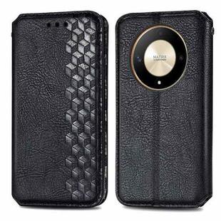 For Honor X9b 4G Cubic Grid Pressed Magnetic Leather Phone Case(Black)