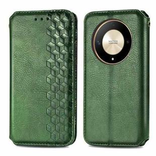 For Honor X9b 4G Cubic Grid Pressed Magnetic Leather Phone Case(Green)