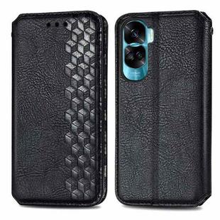 For Honor X50i Cubic Grid Pressed Magnetic Leather Phone Case(Black)
