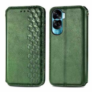 For Honor X50i Cubic Grid Pressed Magnetic Leather Phone Case(Green)