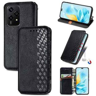 For Honor 200 Lite Global Cubic Grid Pressed Magnetic Leather Phone Case(Black)