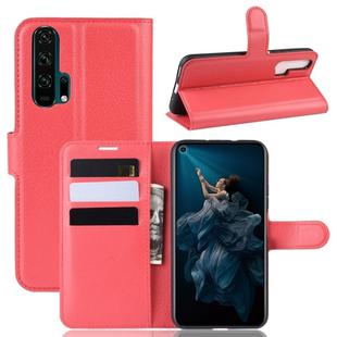 Litchi Texture Horizontal Flip Leather Case for Huawei Honor 20 Pro, with Wallet & Holder & Card Slots(red)