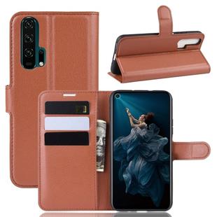 Litchi Texture Horizontal Flip Leather Case for Huawei Honor 20 Pro, with Wallet & Holder & Card Slots(Brown)