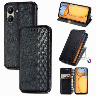 For Xiaomi Redmi 13C Cubic Grid Pressed Magnetic Leather Phone Case(Black)