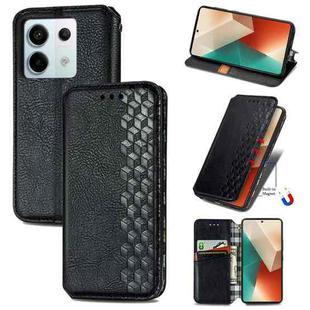 For Xiaomi Redmi Note 13 Pro Cubic Grid Pressed Magnetic Leather Phone Case(Black)